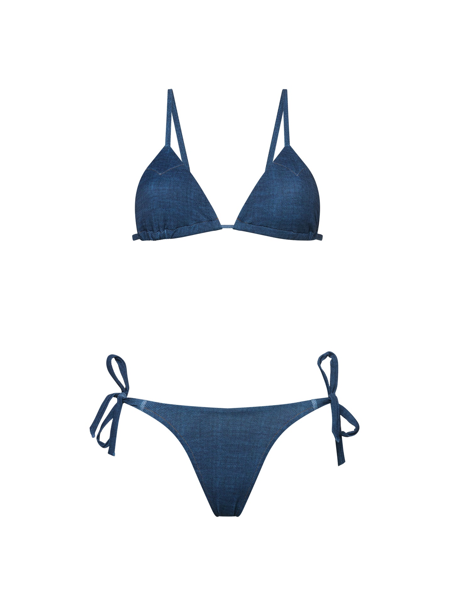 RED FLAG TRIANGLE BIKINI | BLUE DENIM