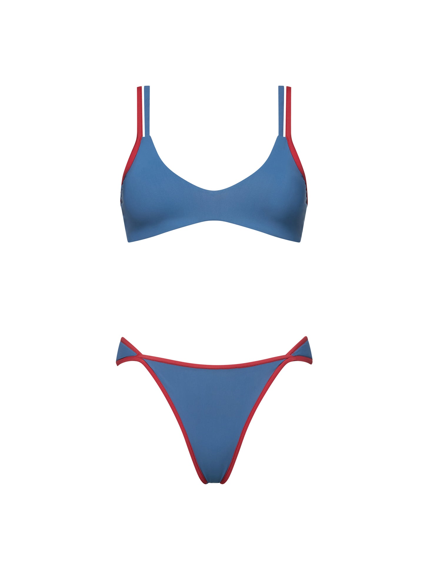 SUGAR DOUBLE STRAP BIKINI | BLUE & RED